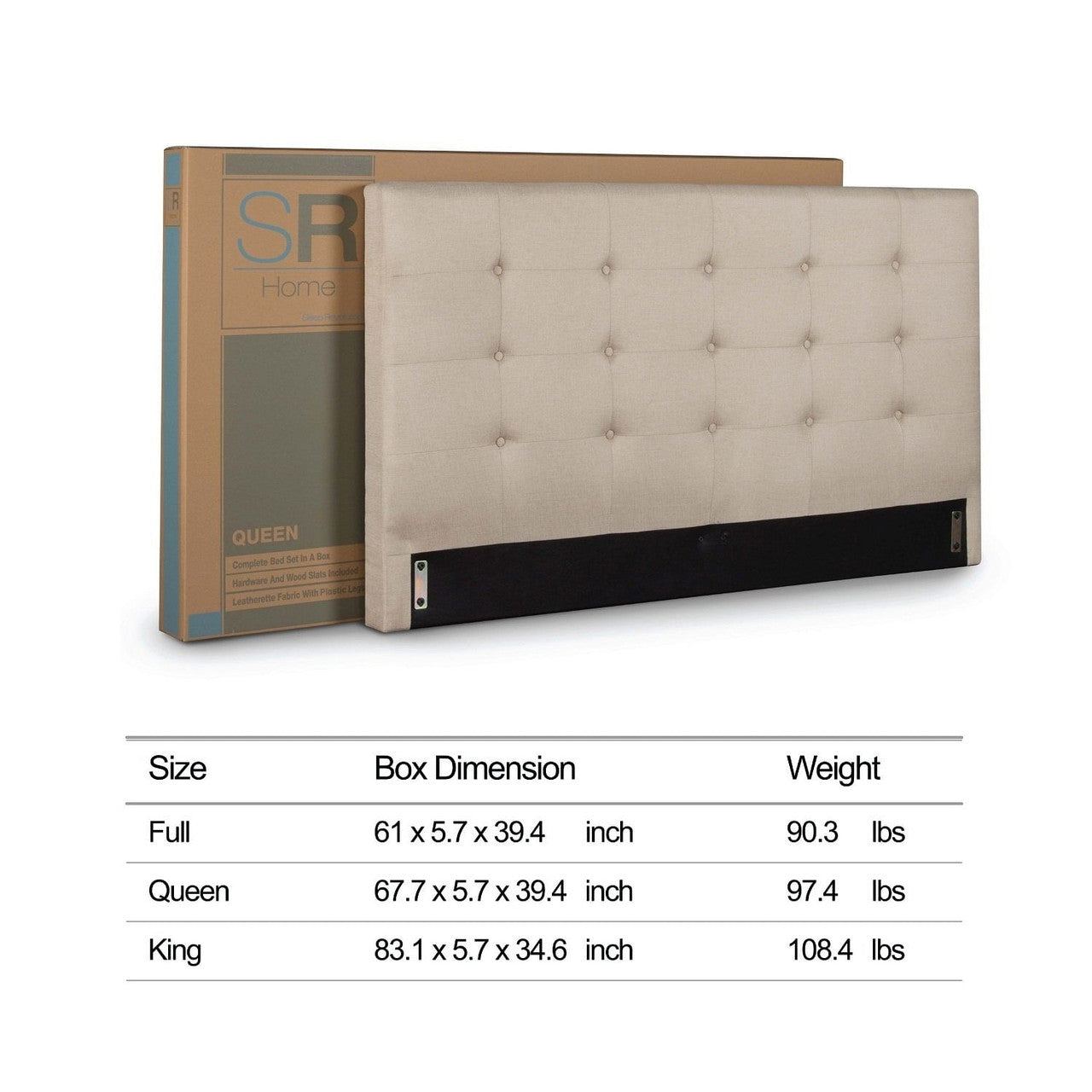 King size Upholstered Platform Bed Frame with Button Tufted Headboard in Taupe-1