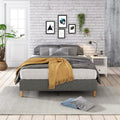 NNEDSZ Metal Bedframe Mattress Foundation (Dark Grey) – King-0