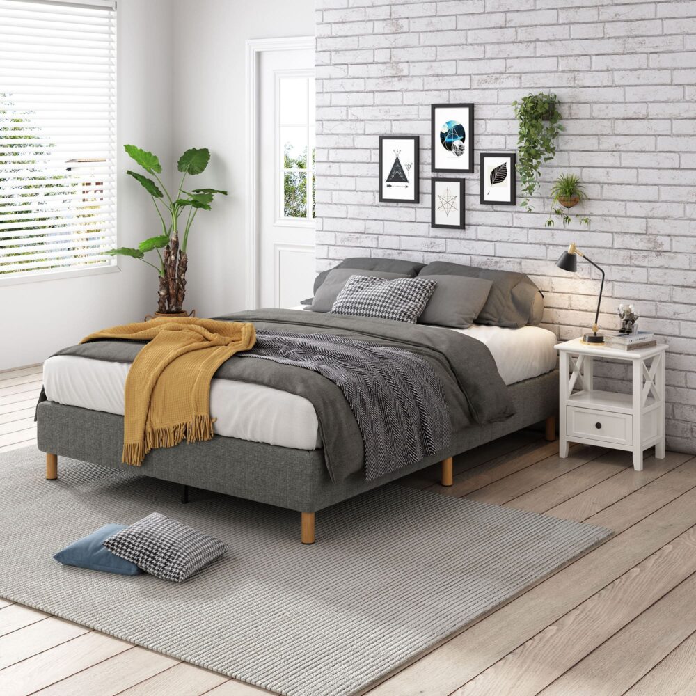 NNEDSZ Metal Bedframe Mattress Foundation (Dark Grey) – King-1