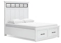Ashbryn panel storage bed in white and natural finish