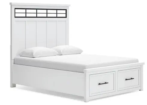 Ashbryn panel storage bed in white and natural finish