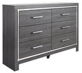 Lodanna six-drawer dresser front view
