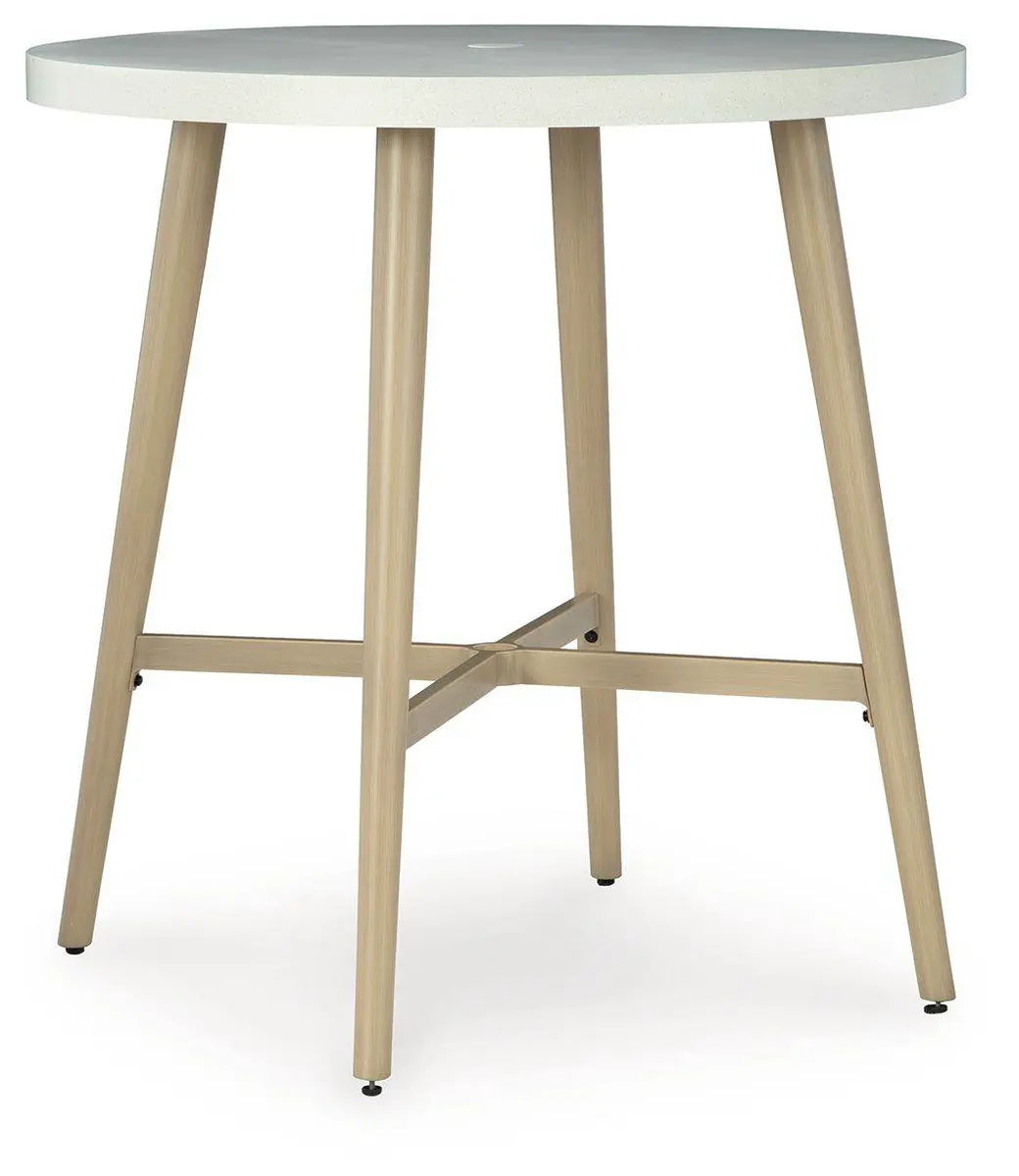 Seton Creek outdoor round bar table front view