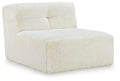 Ivory faux fur accent chair in a contemporary armless shape