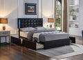 Celestial black upholstered storage bed front view