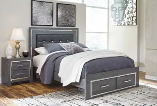Lodanna storage bed in gray finish
