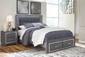 Lodanna storage bed in gray finish